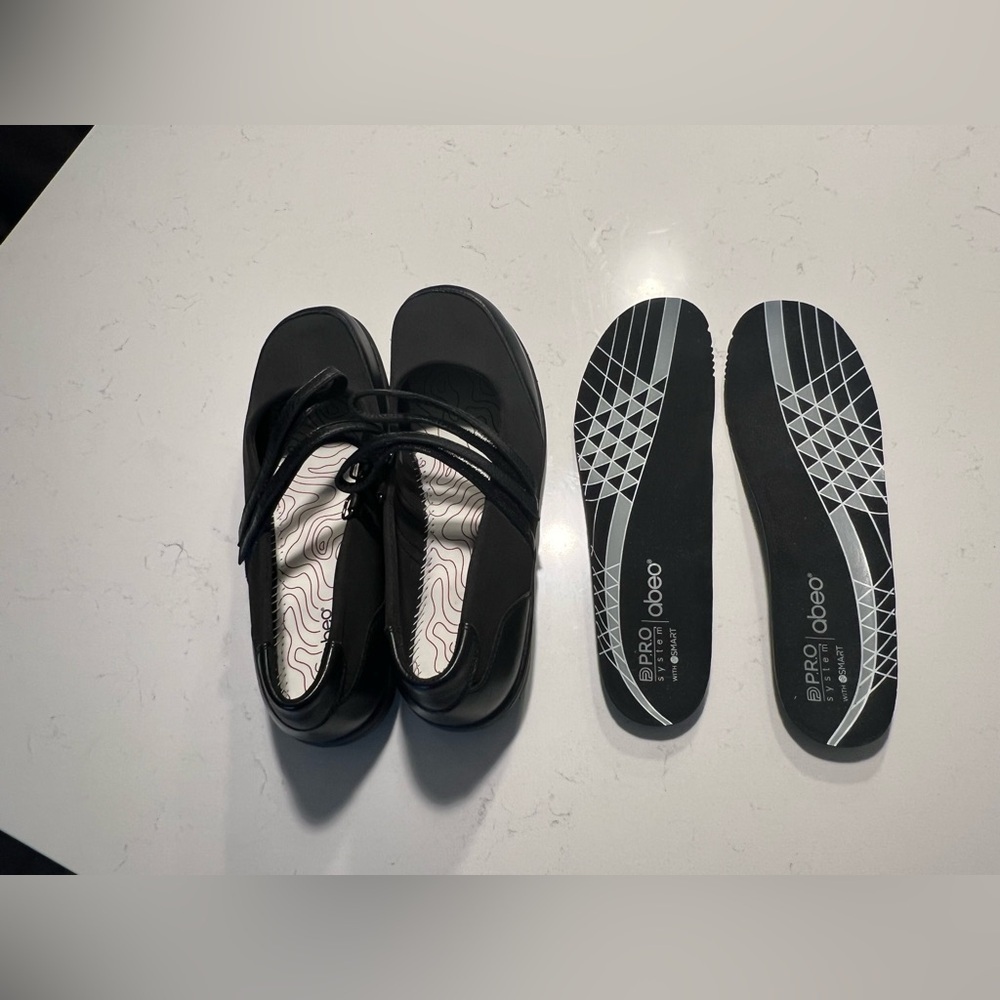 ABEO  Smart Systems Black Mary Jane Flats Double Strap Leather 3510 size 9.5
